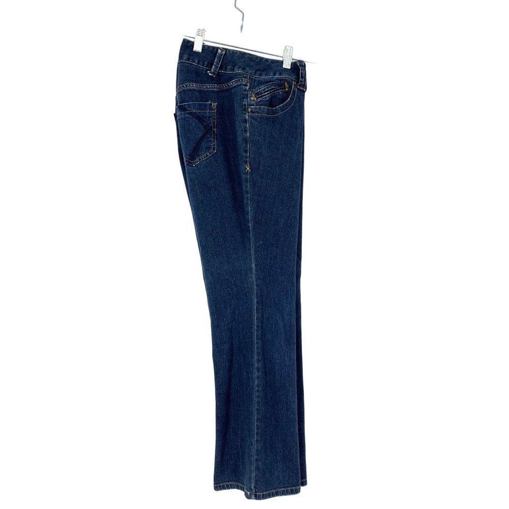 Lane Bryant Womens Size 16P Bootcut Jeans denim stretch Flare 4012 Embroider